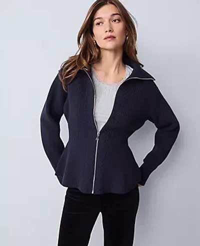 Ann Taylor Weekend Collection Cable Sweater Jacket In Black