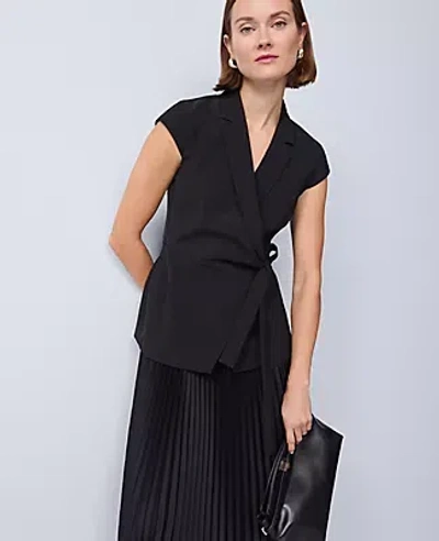 Ann Taylor Crepe Blazer Wrap Midi Dress In Black