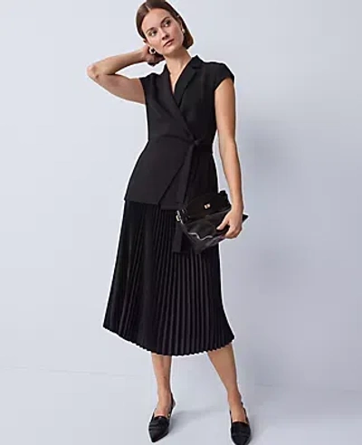 Ann Taylor Crepe Blazer Wrap Midi Dress In Black