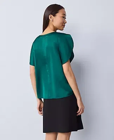 Ann Taylor Draped Satin Blouse In Green