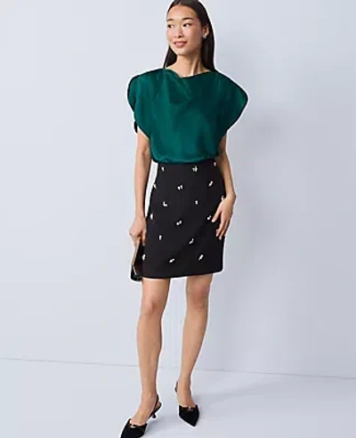 Ann Taylor Draped Satin Blouse In Green