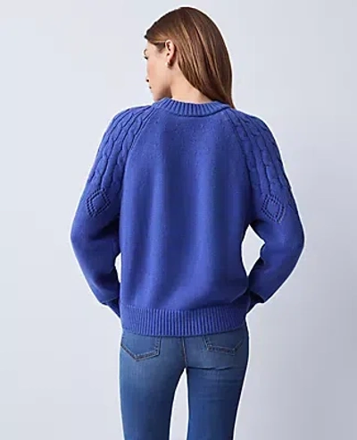 Ann Taylor Weekend Collection Mixed Stitch Sweater In Blue