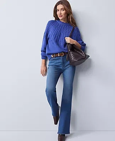 Ann Taylor Weekend Collection Mixed Stitch Sweater In Blue