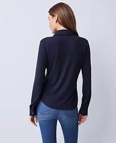 Ann Taylor Weekend Collection Button Down Shirt In Blue
