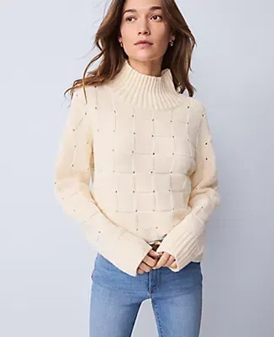 Ann Taylor Weekend Collection Textured Turtleneck Sweater In Neutral