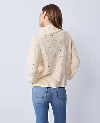 Ann Taylor Weekend Collection Textured Turtleneck Sweater In Neutral