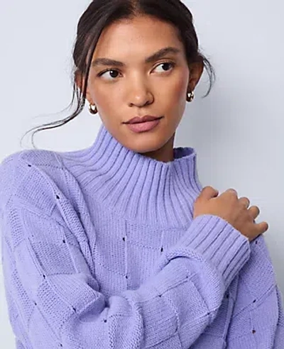 Ann Taylor Weekend Collection Textured Turtleneck Sweater In Purple