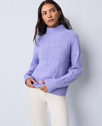 Ann Taylor Weekend Collection Textured Turtleneck Sweater In Purple
