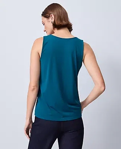 Ann Taylor Mixed Media Tank Top In Blue