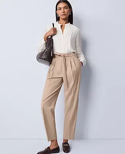 Ann Taylor Petite Weekend Collection High Rise Tapered Pant In Neutral