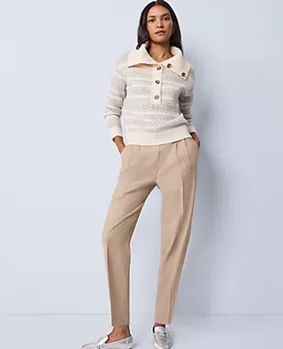 Ann Taylor Petite Weekend Collection High Rise Tapered Pant In Neutral