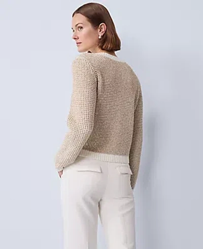 Ann Taylor Petite Metallic Waffle Knit Sweater Jacket In Brown