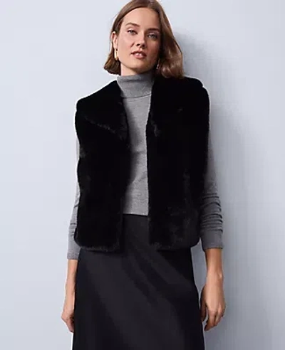 Ann Taylor Faux Fur Vest In Black