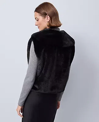 Ann Taylor Faux Fur Vest In Black