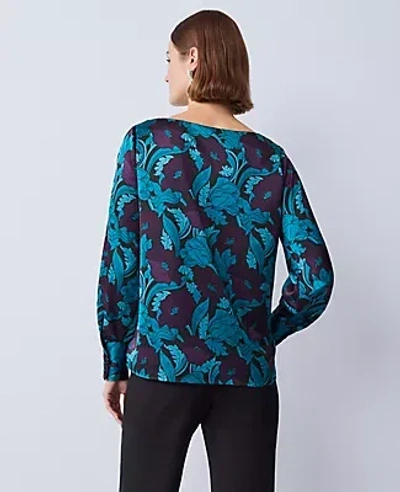 Ann Taylor Petite Floral Boatneck Blouse In Multi