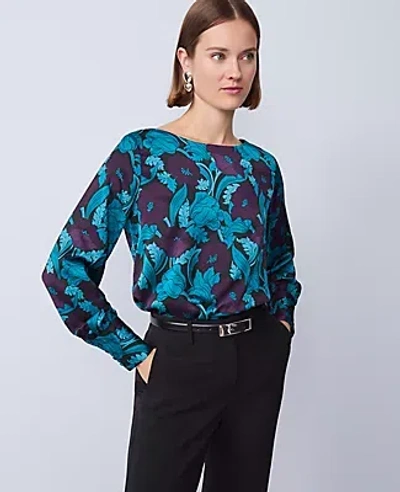 Ann Taylor Petite Floral Boatneck Blouse In Multi