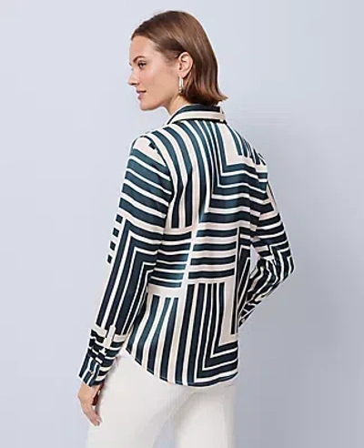 Ann Taylor Geo Satin Essential Shirt In Multi