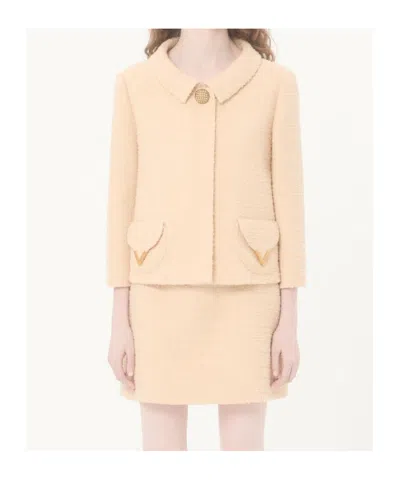 Valentino Garavani Vlogo Signature Wool Jacket In Neutral