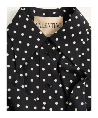Valentino Crepe De Chine Shirt With Plusdepois Print In Black