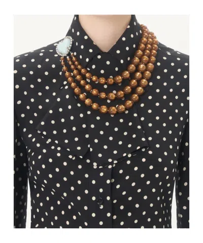 Valentino Crepe De Chine Shirt With Plusdepois Print In Black