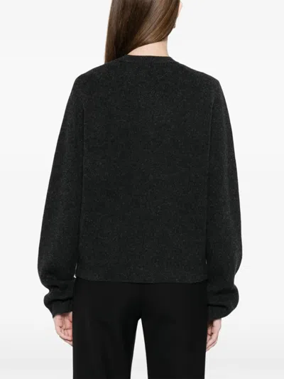 Totême Womens Navy Hammered Round-neck Stretch-wool Blend Cardigan Xs In Black