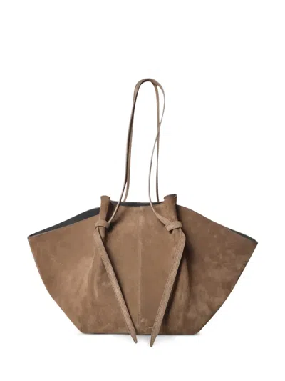 Yuzefi Suede Knot-detail Tote Bag In Brown