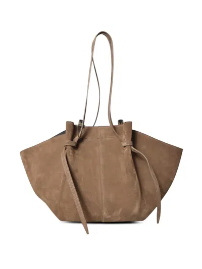 Yuzefi Suede Knot-detail Tote Bag In Brown