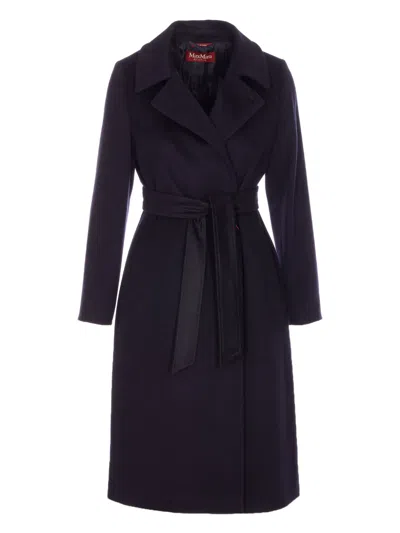 Max Mara Belted Coat In Purple