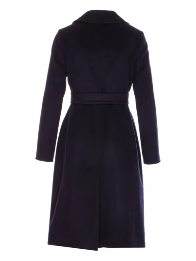 Max Mara Belted Coat In Purple