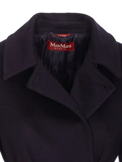 Max Mara Belted Coat In Purple