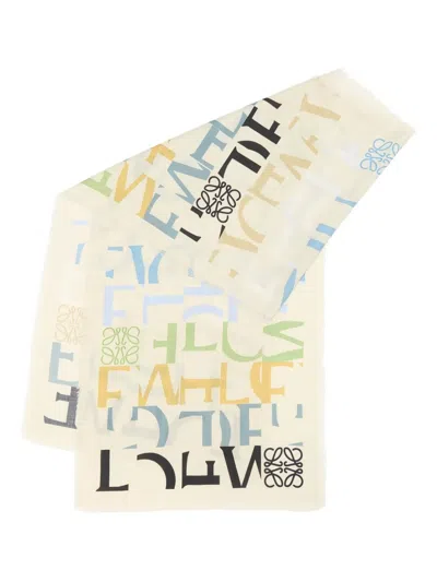 Loewe Logo-pattern Scarf In Neutral