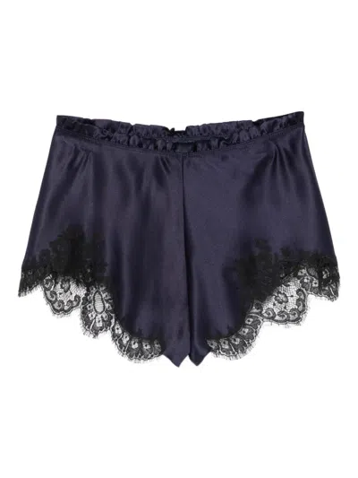 Carine Gilson Lace-detail Pyjama Shorts In Blue