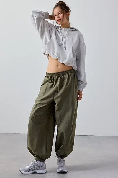 Out From Under On The Move Kai Baggy Nylon Track Pant In Olive, Women's At Urban Outfitters In Green
