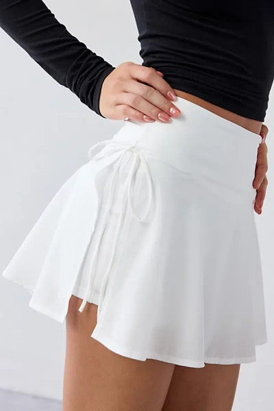Out From Under Studio Woven Wrap Side-tie Mini Skort In White, Women's At Urban Outfitters In White