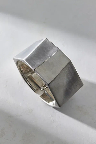 Urban Outfitters Angular Brushed Metal Bangle Bracelet In Silver, Women's At  In Silver