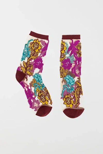 Sock Candy Gem Garden Sheer Sock, Women's At Urban Outfitters In Multi
