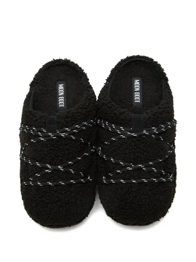 Moon Boot Mb Teddy Slipper Slipper-mule In Black Shearling In Black