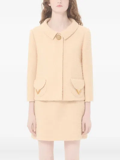 Valentino Garavani Vlogo Signature Wool Jacket In Neutral