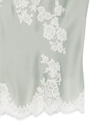 Carine Gilson V-neck Lace-detail Slip In Green