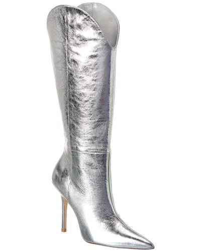 Stuart Weitzman Strt Outridr 100 Leather Boot In Silver