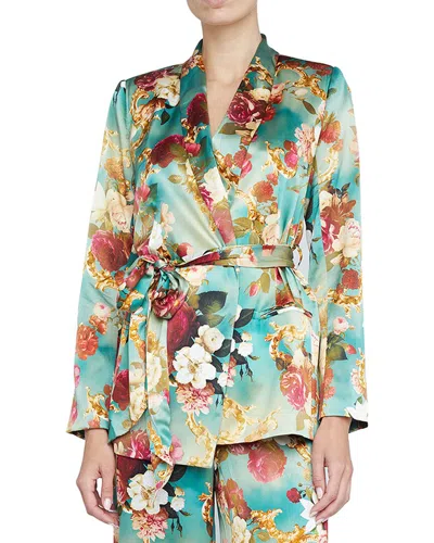 L'agence Everly Wrap Shawl Silk Blazer In Multi