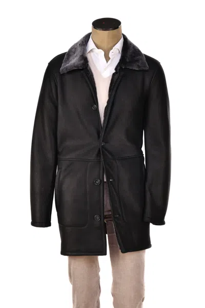 Hettabretz Isa Leather Shearling Overcoat In Black
