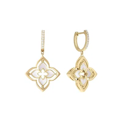 Roberto Coin 18k Yellow Gold Venetian Princess Pirouette Mother Of Pearl & Diamond Earrings - 888369 In Gold