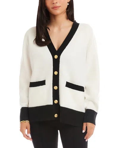 Karen Kane Colorblock Cardigan Sweater In White