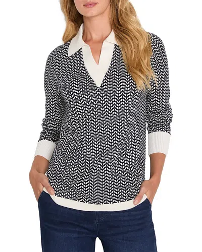 Nic + Zoe Nic+zoe Two Tone Jacquard Sweater In Multi