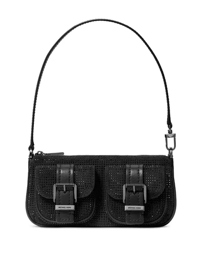 Michael Kors Zoe Small Convertible Leather Pouchette In Black