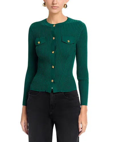 Nancy Yang Ribbed Cardigan In Green