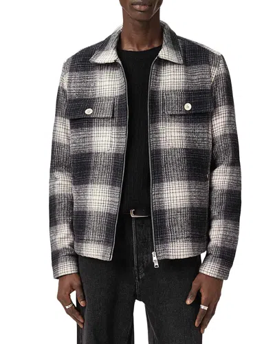 Allsaints Matheson Check Organic Cotton Jacket In Black