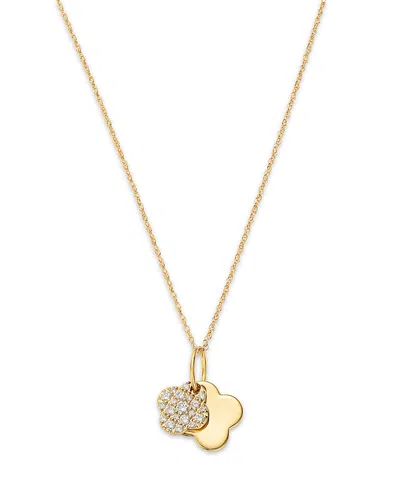 Bloomingdale's Fine Collection Diamond Clover Pendant Necklace In 14k Yellow Gold, 0.25 Tcw In Gold