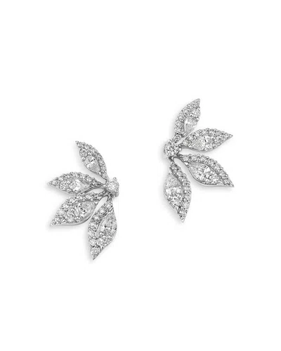 Bloomingdale's Fine Collection Diamond Flower Stud Earrings In 14k White Gold, 1.10 Tcw In Metallic